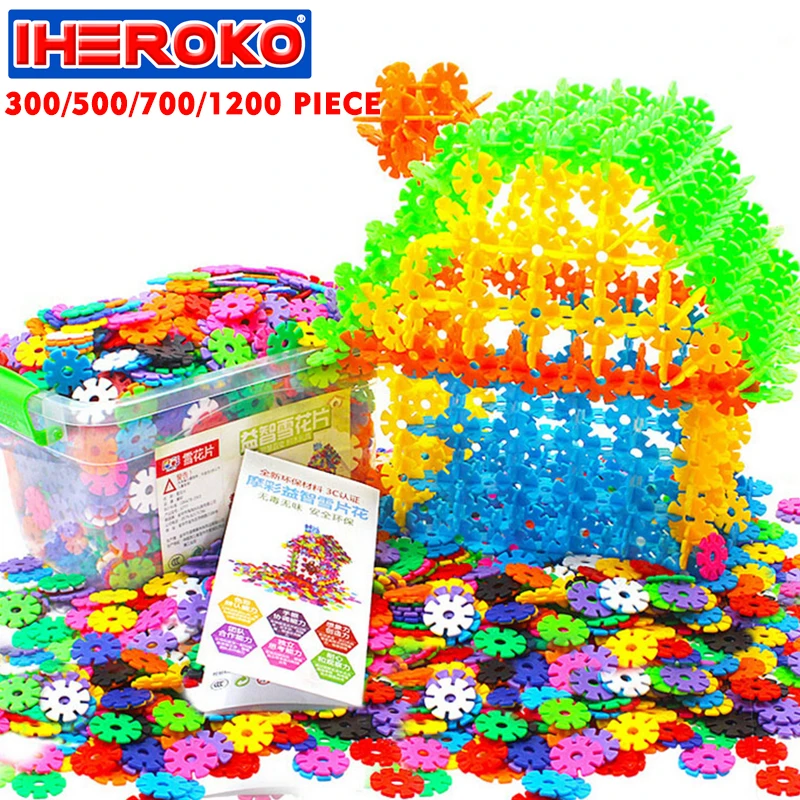 

300Pcs/500Pcs/1200Pcs Multicolor Snow Snowflake Building Blocks Baby Children Montessori Kid Educational Toy DIY Toys