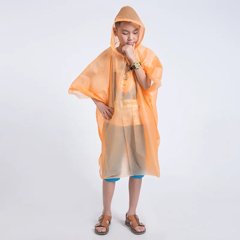 Одноразовый детский пончо-дождевик водонепроницаемый прозрачный детский дождевик capa de chuva infantil menino, дождевик для кемпинга - Цвет: Оранжевый