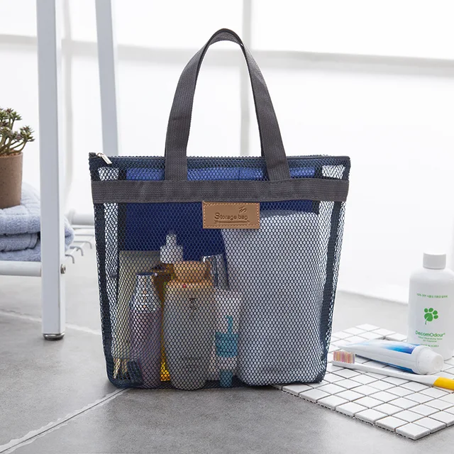 Mesh Storage Bag Beach Gym Bath Waterproof Travel Organizer Cosmetic Makeup Tool Carry Female Handy Pouch Kids Toy Bag