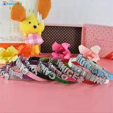 Bling Pu Leather 10MM Personalized font b Dog b font Pet Puppy Cat Collar with Free