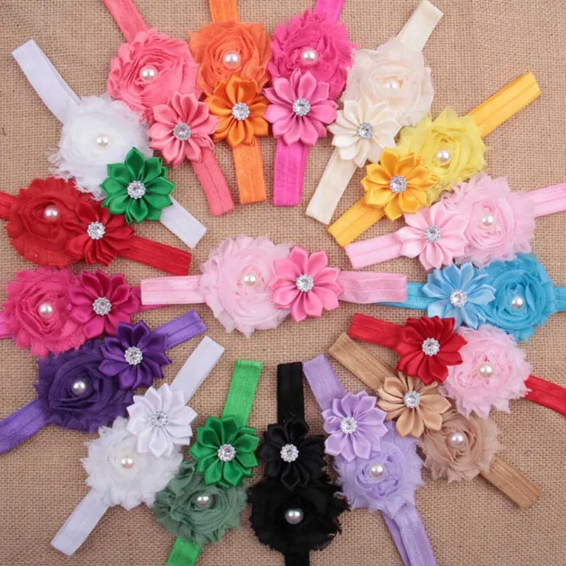 

Baby Headband Ribbon Floral Handmade DIY Toddler Infant Kid Hair Girl Newborn Bows Pearl Crystal Turban Flower Accessories