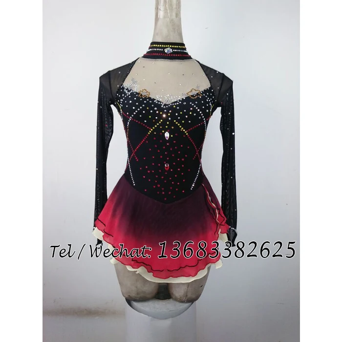 

Free shippingBlackCUSTOM MADE TO FIT FIGURE ICE SKATING/ DANCING/ BATON TWIRLING COSTUMESD460