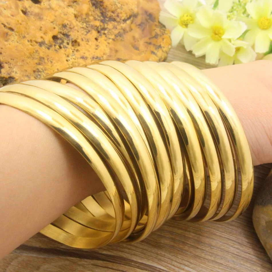 Stainless Steel Jewelry Plated Gold Color 71mm And 59mm Bangles Charm Pendant Girl Women BFADARBI Hot New Fashion bangle bracelet,stainless steel bracelet