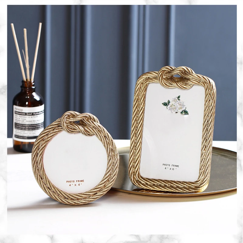 

4/6 Inch Photo Frames Europe Style Table Frames Resin Hemp Ropes Design Picture Frames For Home Decor Family Picture cadre photo