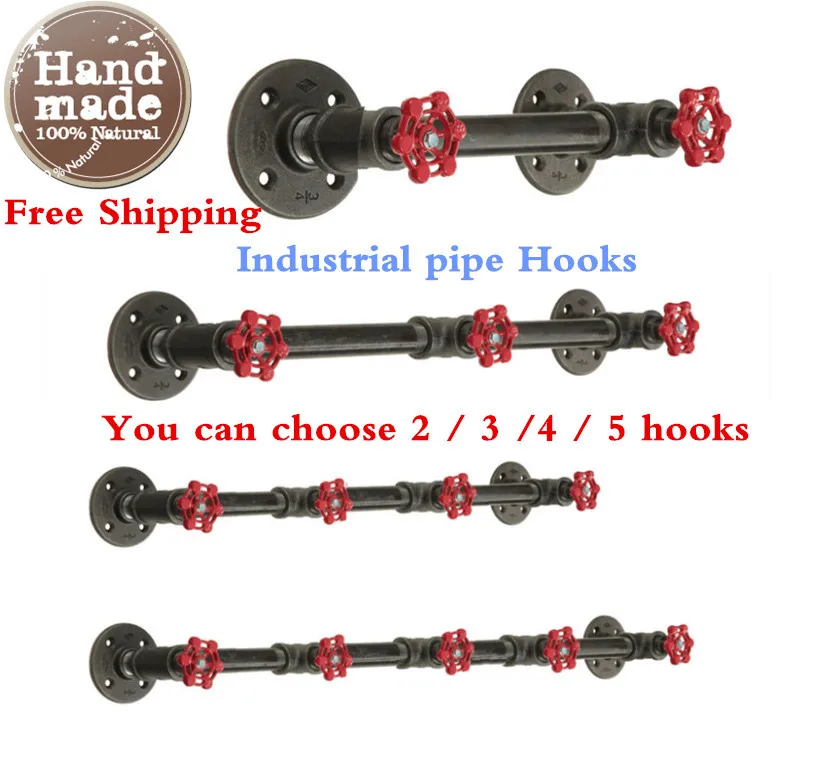 Americn Industrial Clothes Rack Retro Style Pipe Wall Hooks for Hanging