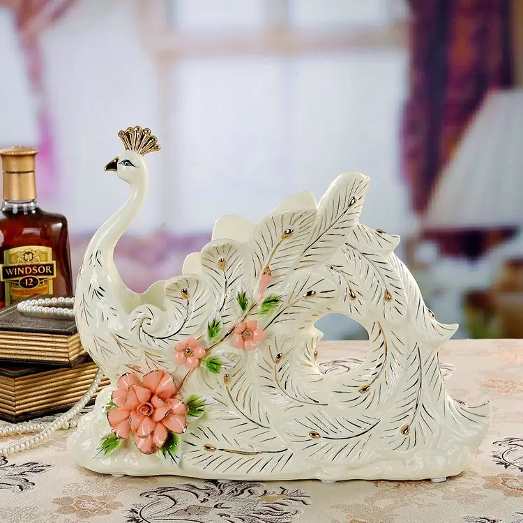#Special Offers ceramic creative peacock red wine holders home decor handicraft ornament crafts room wedding decoration porcelain figurine gifts