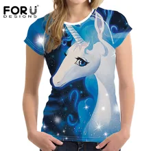 FORUDESIGNS Fashion Unicorn T Shirts Women Tops,Funny Tee Shirt Femme Ladies Tshirt 2017 Summer Woman Short Sleeve Clothes XXL