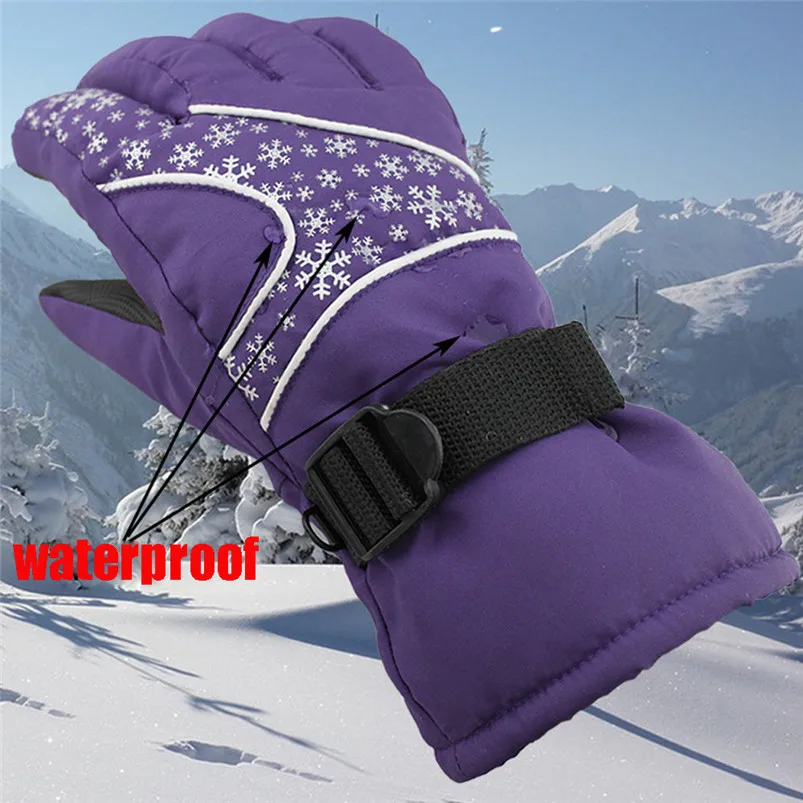 New Winter Women's Warm Gloves Adjustable Waterproof Windproof Snowboard Skiing outdoor Sports Gloves Accessories #4S26 (3)