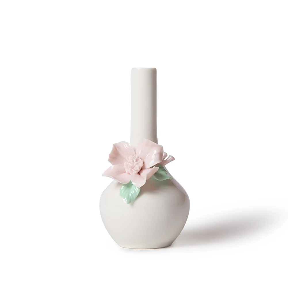 

1Pc Exquisite Handmade Ceramic Vase Solid Color Mini Vase Creative Vase With Simple Flower Desgin White Porcelain Vase For Home