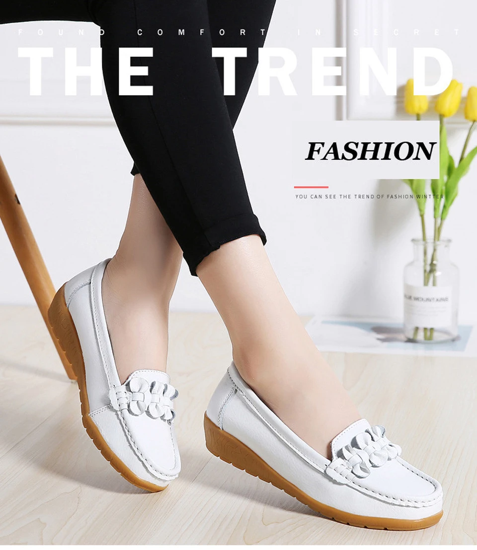 Women Ballet Flats Shoes Genuine Leather Loafers Shoes Woman Slip-on Flats Ladies Shoes Heels Creepers moccasins (1)