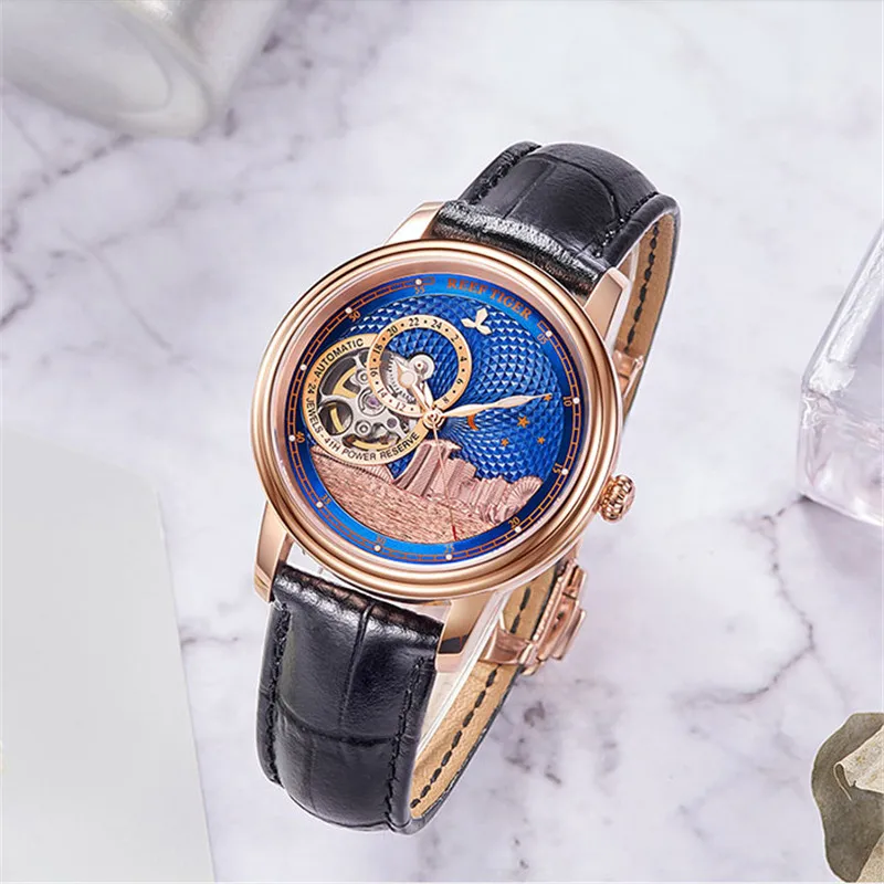 Reef Tiger/RT Роскошные Брендовые женские часы Reloj Mujer автоматические сапфировые