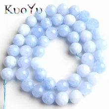 Натуральный голубой ангелайт Камень круглые бусины Свободные Spacer Бусины 15''strand/дюйм 6/8/10/12 мм для изготовления ювелирных изделий DIY для браслетов и ожерелий