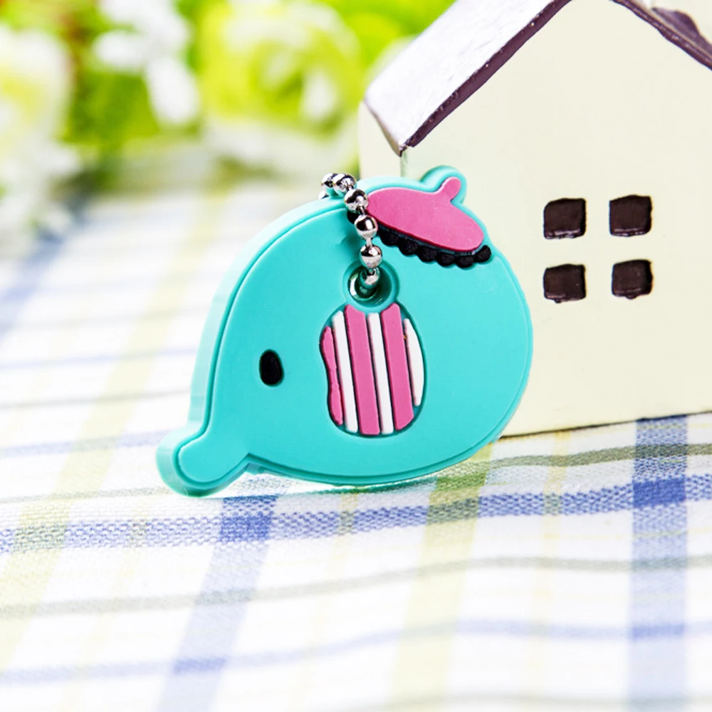 Cartoon Anime Cute Key Cover Cap Silicone Mickey Stitch Bear Keychain Women Gift Owl Porte Clef Minne Key Chain - Цвет: Photo Color13