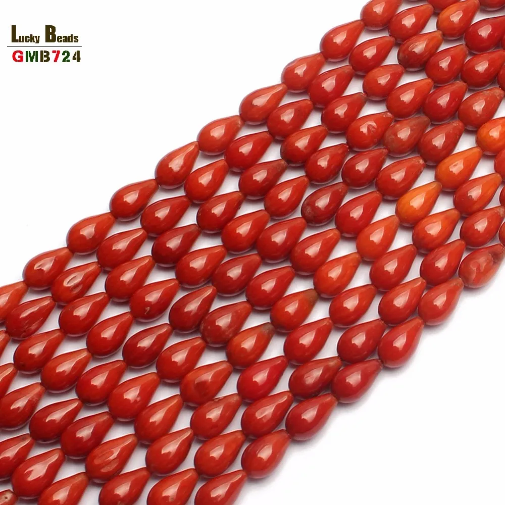 5x8mm Water Drop Shaped Red Coral Beads 15inches Loose Stone For DIY Making Bracelet Necklace Jewelry Ring Earrings Charms | Украшения и