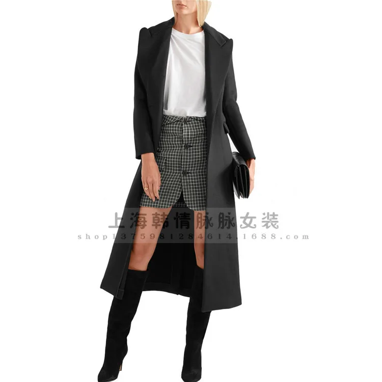 Manteaux Laine Mode 2018 Feminino Long Casaco Femmes Mélange Outwear Hiver Lâche Manteau Automne Cachemire Noir Femme De wqqAvt