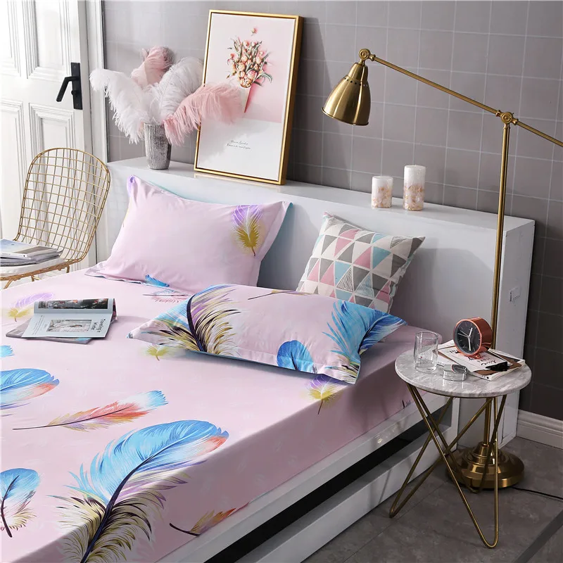 

Bed Sheets On Elastic Band Rubber Fitted Sheet Bed Linen Euro Mattress Cover Double Single Size Sheet47