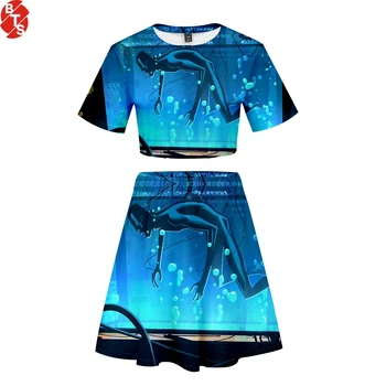 

Love Death Robots 3D Printed Women Two Piece Sets Fashion Summer Short Sleeve Crop Tops+Skirts 2019 Hot Sale Trendy Clothes