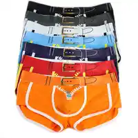 7Pcs/Lot Men's Underwear Boxers Sexy Bulge Pouch Boxer Shorts Trunks Designed 3D Printed Zipper Belt Underpants Wholesales Hot