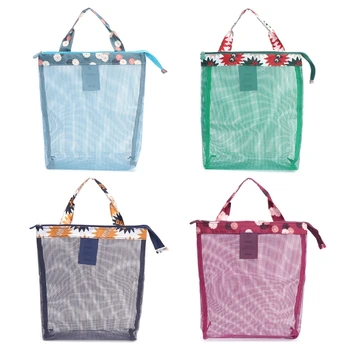 

Sell at a loss! Mesh Tote Beach Cosmetic Bag Wash Bag Shopping Grocery Shoulder Bag Women Zip Pouch Makeup Handbag Brand