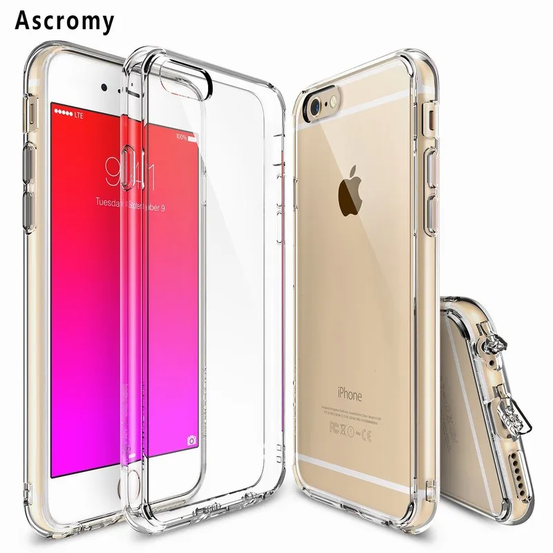 Ascromy For iPhone se Case Dust Cap Crystal PC Back Flexible TPU Cover