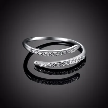 

Women Fine Jewelry Pure Sterling Silver Micro Diamond Open Rings Wedding Engagement Finger Ring Accessory Free Shipping