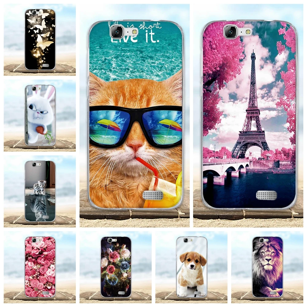 

For Huawei Ascend G7 C199 Case Soft Ultra Thin Silicone TPU Back Cover 3D Cute Pattern Bag For Huawei G7 G7-L01 C199 Phone Cases