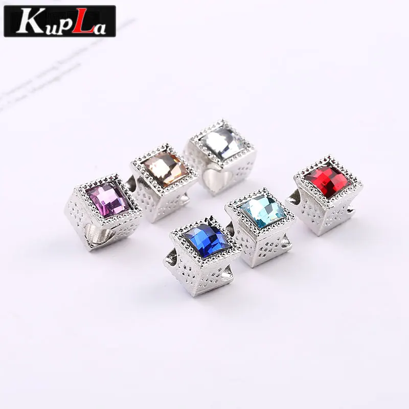 

Kupla Color Acrylic Square Beads for Pandora Charms DIY Fashion Accessories Metal European Spacer Beads for Jewelry Making