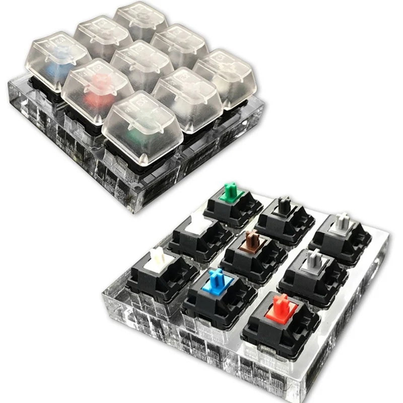 9 Cherry MX Switches Keyboard Tester Kit Clear Keycaps Sampler PCB