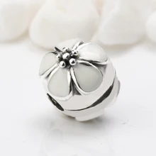 925 стерлингового серебра эмаль вишня любовь бусина с зажимом очаровательные цветы подходящие амулеты diy браслет для женщин Свадебные ювелирные изделия