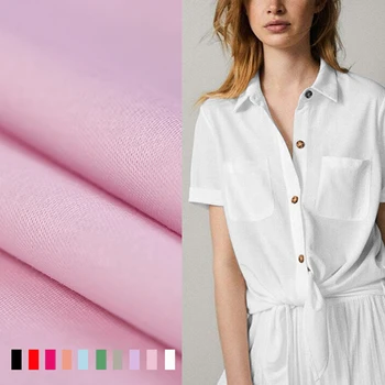 

164CM Wide 190G/M Stretch Double-faced White Purple Black Combed Cotton Fabric for Summer Spring Dress Jacket Shirt E1010