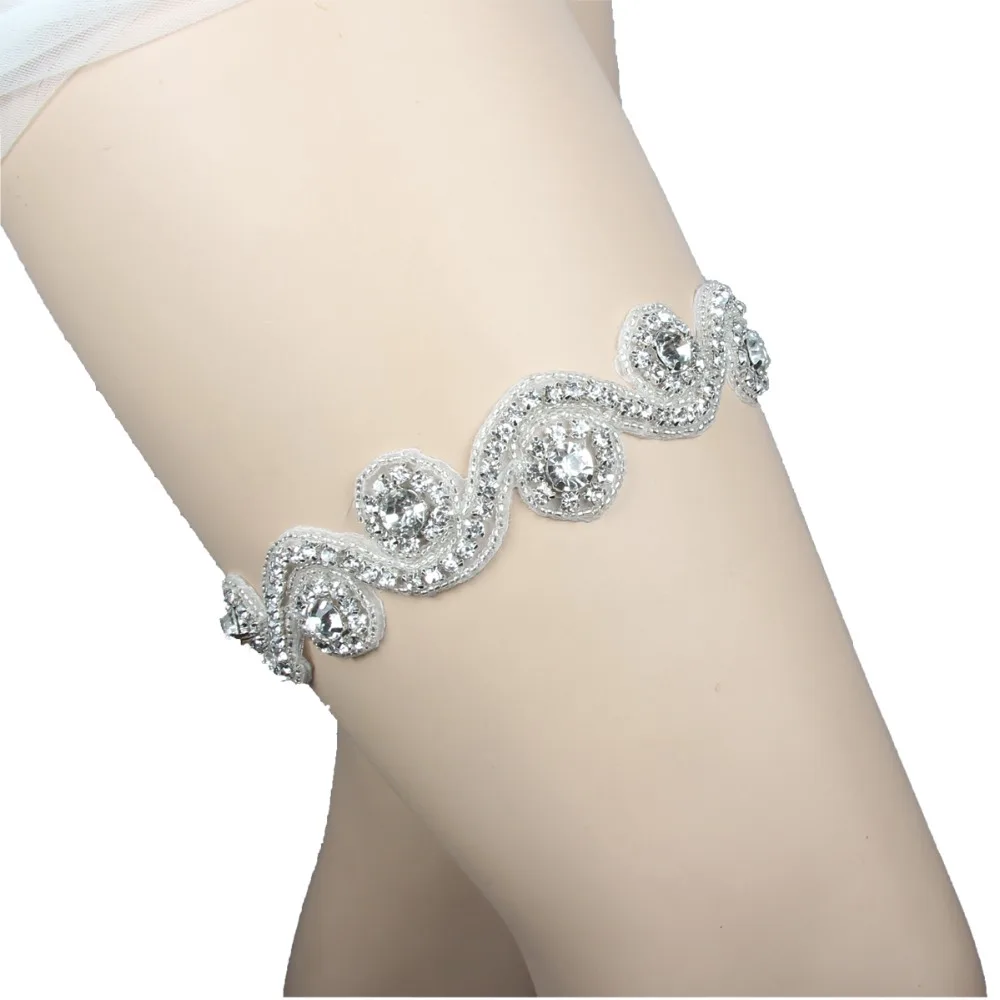 New Design Elastic Trim Crystal Applique Wedding Garter