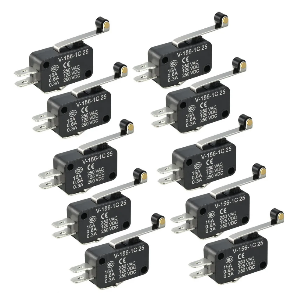 Uxcell Black Switches Hinge Roller Lever Micro Limit Switch for Automatic Machine Communication Equipment Car Electric 10pcs Uxcell Black Switches Hinge Roller Lever Micro Limit Switch for Automatic Machine Communication Equipment Car Electric 10pcs