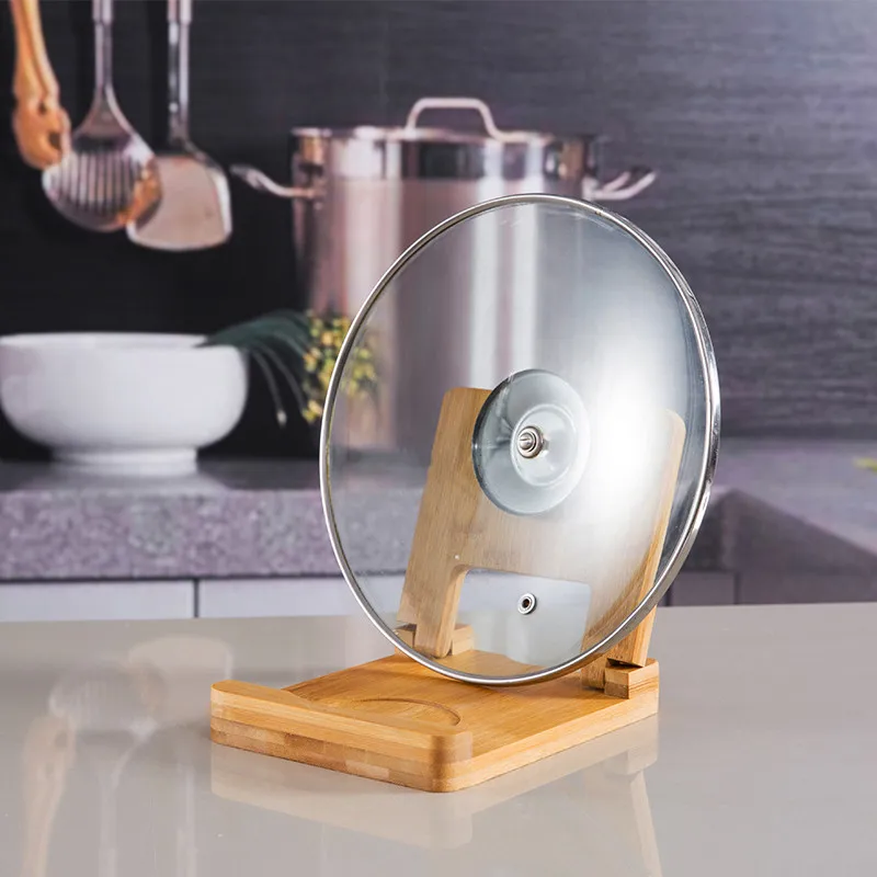 

Folding Lid Cover Bamboo kitchen Accessories Multi-function Pot Pan Cover Holder Vertical Shelf Kitchen Cooking Tool Supplies