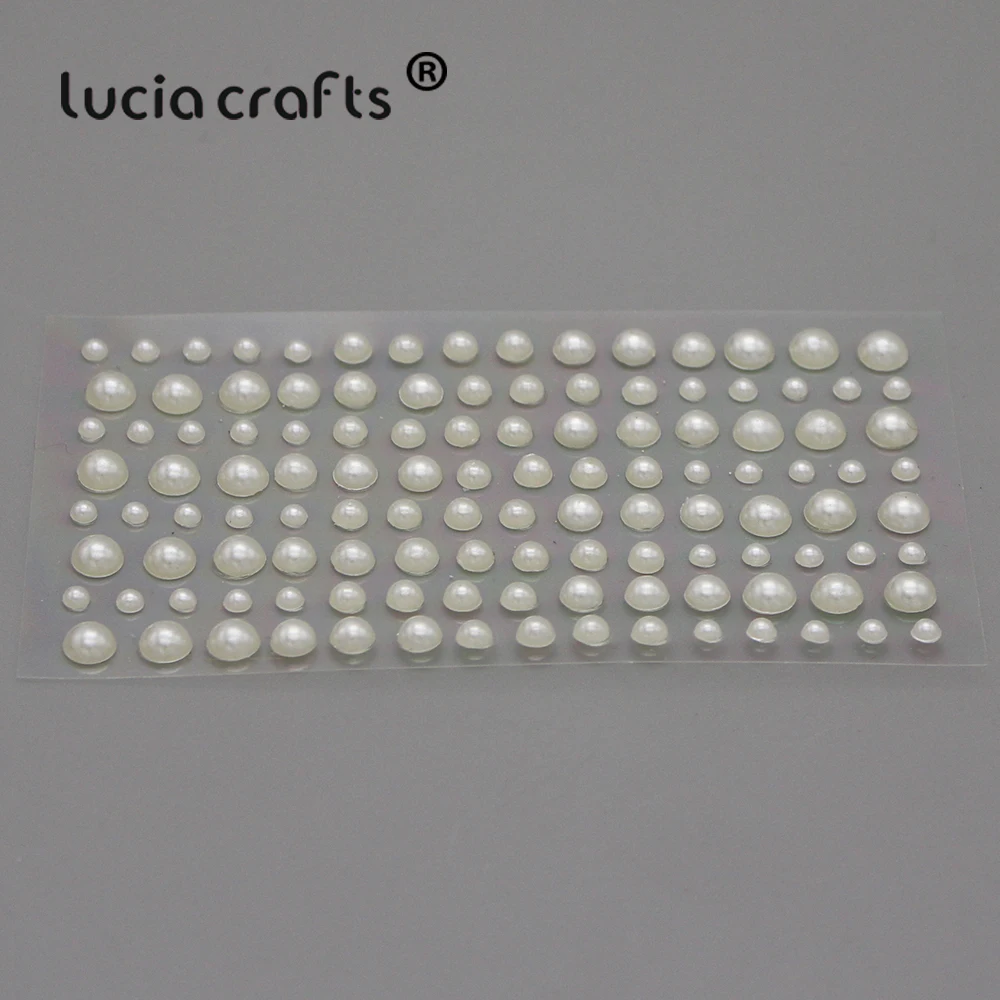 Lucia crafts Диаметр 3/4/5/6 мм, составленных из предметов разных размеров с плоской задней искусственный жемчуг Скрапбукинг 10,5*5,7 см(3 листа/уп наклейки для ногтей в комплекте) C0802