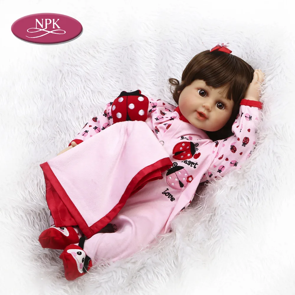 NPK 55CM Silicone Reborn Doll Baby Realisitc Doll Lifelike Princess Girl Soft Cloth Body Boneca Bebe Reborn Babies DOll Toy 2018 (6)