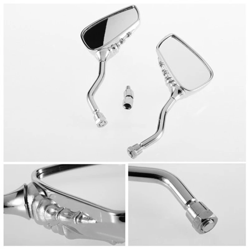 Roaopp 10MM Motorcycle Skeleton Mirrors For Harley Suzuki Kawasaki Honda Kymco Vespa SYM BMW Buell Aprilia Triumph Ducati KTM