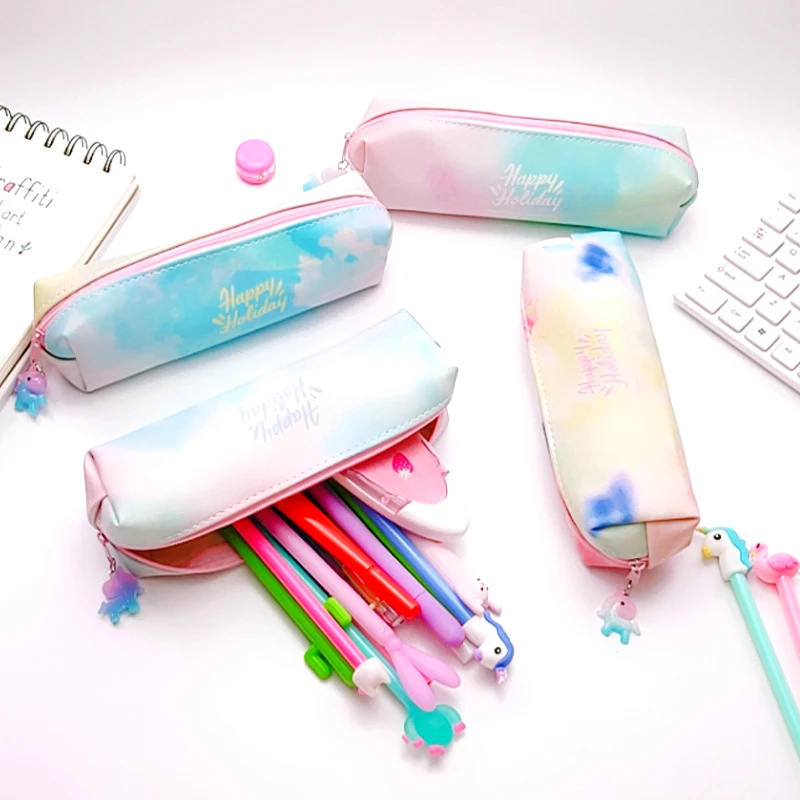 

Colourful Unicorn Pendant Pencil Case For Girls Cute PU Pen Bag Box waterproof Stationery Pouch School Supplies Zakka Escolar