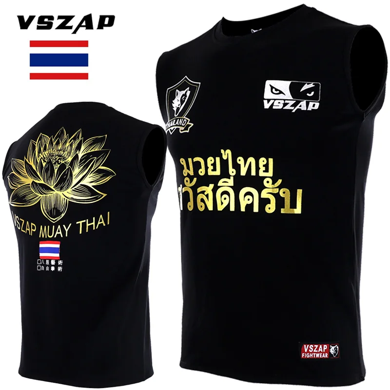 Мужская футболка без рукавов VSZAP Muay Thai Sanda Повседневная Уличная хлопковая