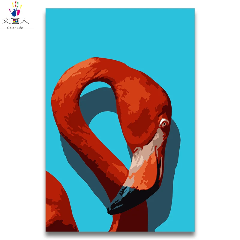 Фламинго diy рисовальный, чертежный Раскраска по номерам с краской, кисть и красочная Картина на холсте картины по номерам с - Цвет: 2768