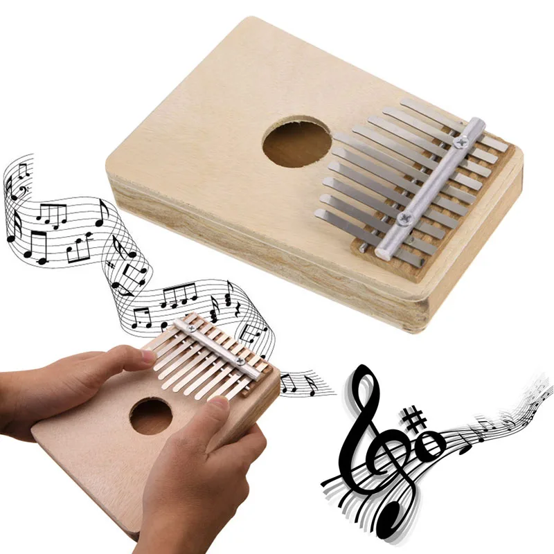 New 10Keys Thumb Piano Traditional Simple Musical Instrument Portable Wood Color Child Giftin