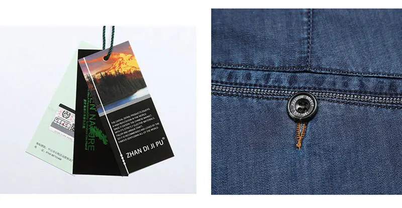 2019 ZDJP Лето Осень джинсы из тенсельной ткани для мужчин's повседневное бизнес прямой карандаш Жан Голубой цвет хлопок эластичный брендовая