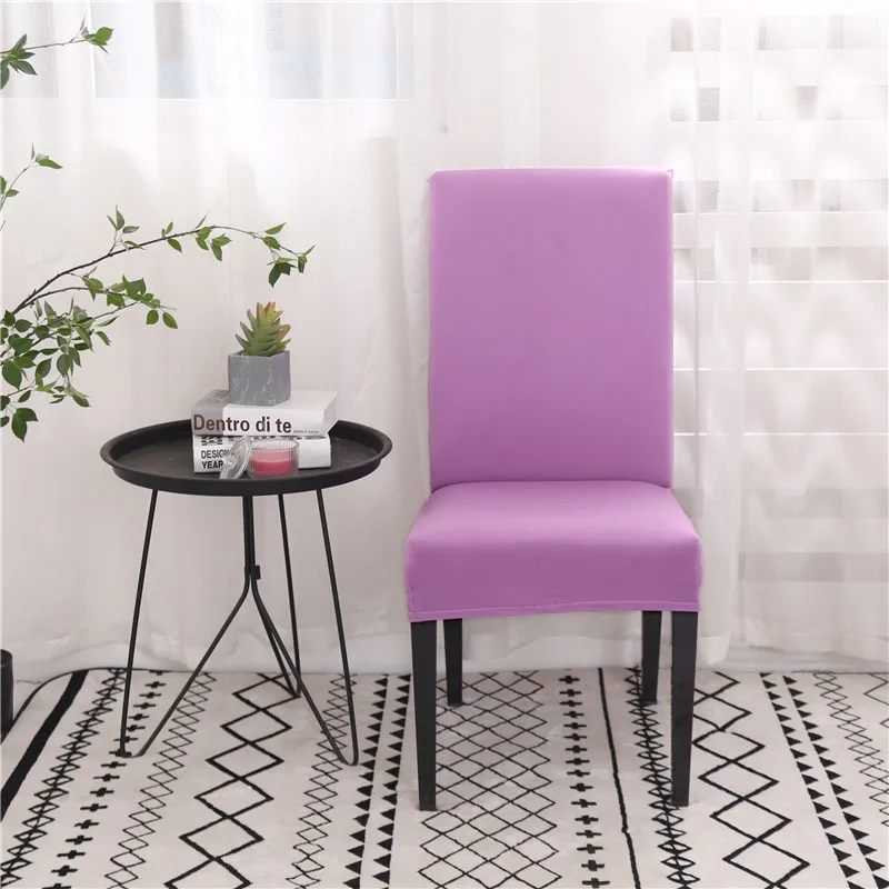 Однотонные чехлы на стулья из спандекса, эластичные чехлы на стулья для столовой, защитный чехол для ресторана, свадебного банкета - Цвет: Light Purple