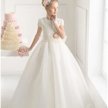 Дешевые Детские Платья с цветочным рисунком для девочек, короткий рукав, на молнии, длина в пол, органза, бальное платье, цветок, на заказ, платья для маленьких девочек