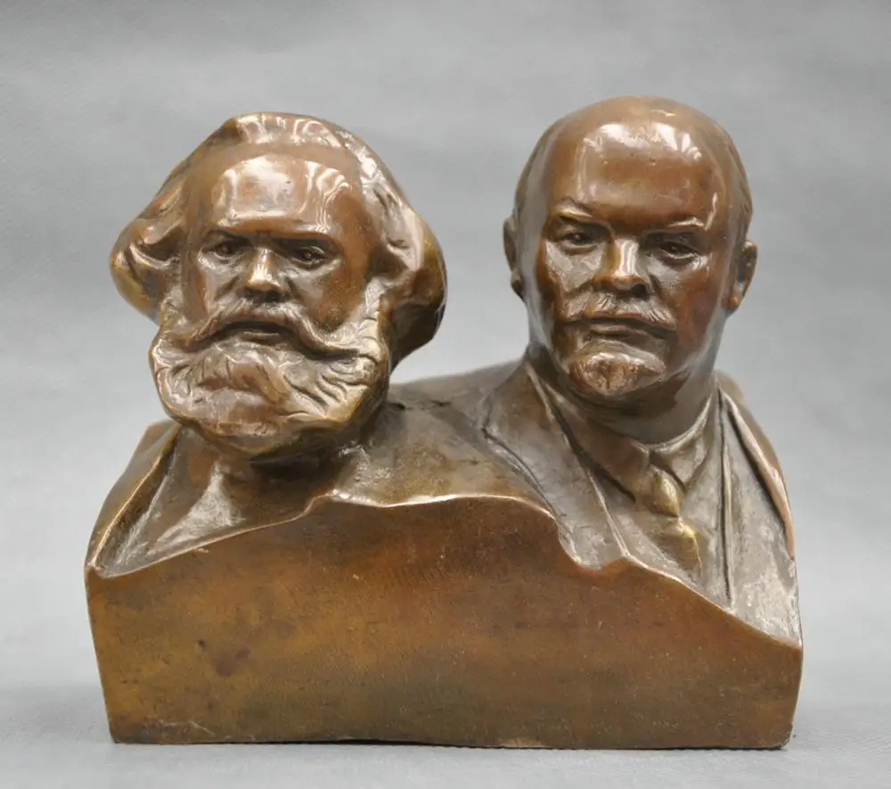 6'' Great Communist Marx And Lenin Bust Bronze Statue | Дом и сад