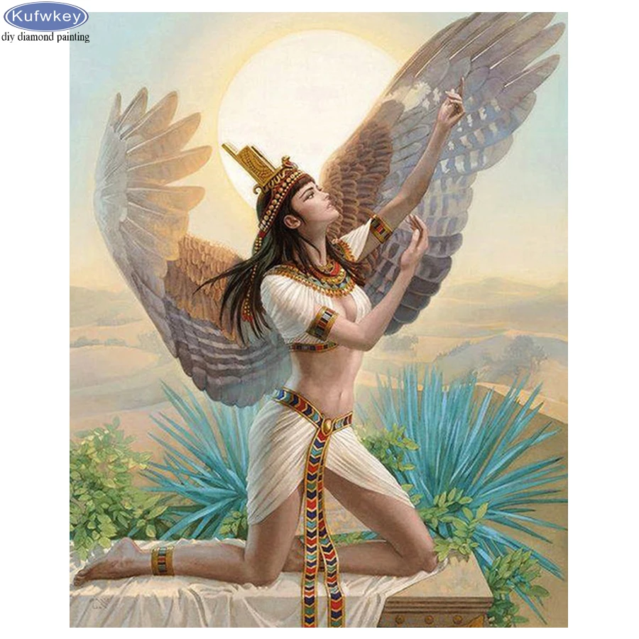 

full square round drill 5d diy diamond painting Egyptian woman /Angel wings embroidery Diamond Mosaic Pictures By Numbers