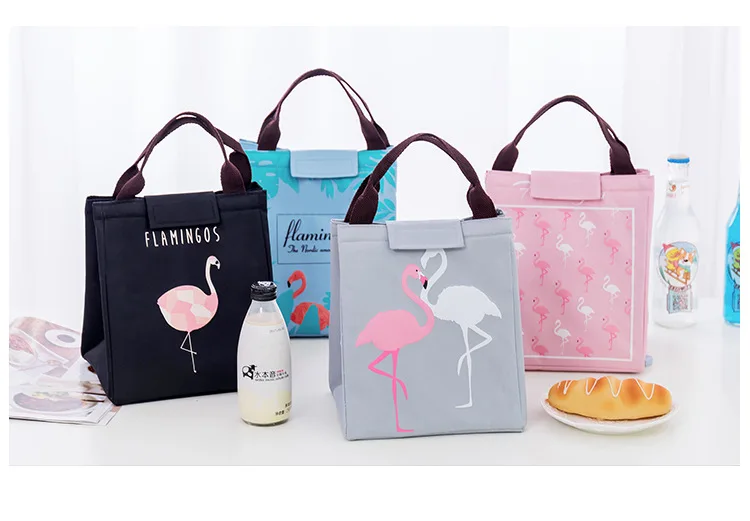 Герметичные сумки с изображением фламинго для хранения детских пищевых продуктов, бутылки для молока, водонепроницаемая сумка Оксфорд, сумка для обеда, детская теплая Термосумка для еды
