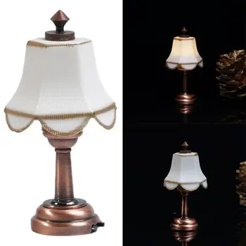 

1:12 Dollohouse White Lamp Cover Lamp Miniature Dollhouse Table Metal Lamp Light Toys Dollhouse Decoration For Kids Children