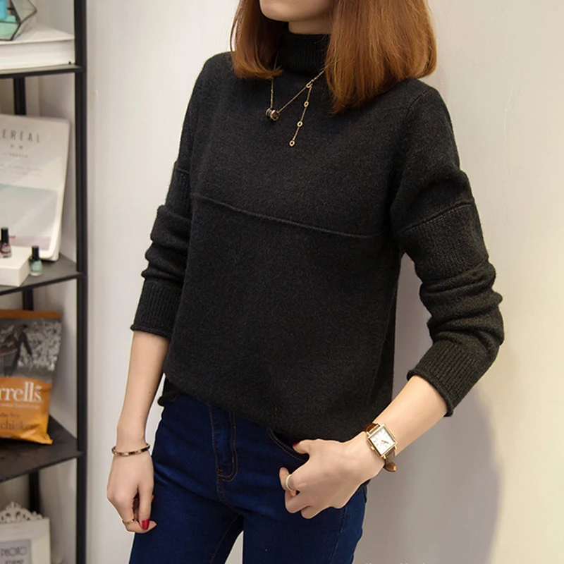 2018 Autumn Winter Women Pullovers Sweater Knitted Elasticity Casual Jumper Fashion Slim Turtleneck Warm Female Sweaters Sweaters