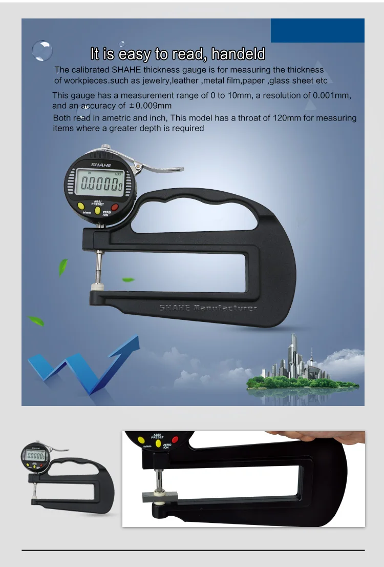 Высокое качество 0-10 0,001 мм электронный толщиномер микрон толщиномер микрометр ширина измерительные приборы