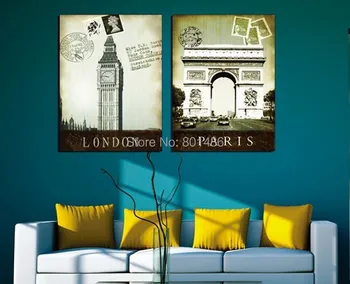 

2 Piece Modern Wall Painting London City Scenery Decorative Art Picture Print On Canvas for Living Room Wall Art Home Decor